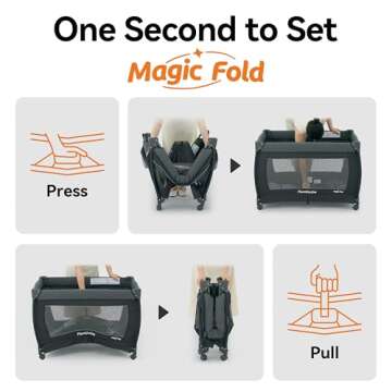 Pamo Babe Playard Magic Fold Playpen Foldable Playard for Baby Portable Playpen Deluxe Nursery Cente...
