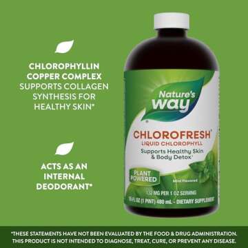 Nature's Way Chlorofresh, Liquid Chlorophyll, Supports Healthy Skin & Body Detox*, Internal Deodorant*, Supports Liver Detoxification Pathways*, Mint Flavored, 16 Fl. Oz (Packaging May Vary)