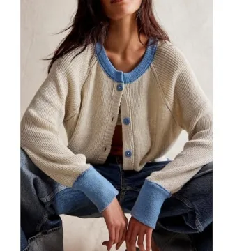 Cozy Women Contrast Knitted Cardigan for Fall Fashion