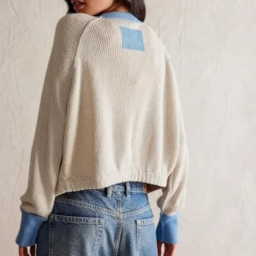 Cozy Women Contrast Knitted Cardigan for Fall Fashion