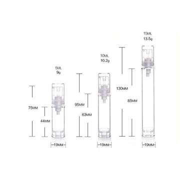12Pcs Portable Empty Refillable Clear Plastic Airless Vacuum Pump Bottle Cosmetic Make-up Cream Lotion Sample Packing Toiletries Liquid Storage Container Vial Jars(15ml/0.5oz)