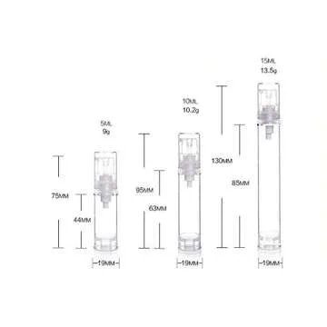 12Pcs Portable Empty Refillable Clear Plastic Airless Vacuum Pump Bottle Cosmetic Make-up Cream Lotion Sample Packing Toiletries Liquid Storage Container Vial Jars(15ml/0.5oz)
