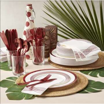 Elegant 175 Piece Disposable Dinnerware Set for Parties