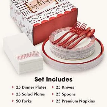 Elegant 175 Piece Disposable Dinnerware Set for Parties