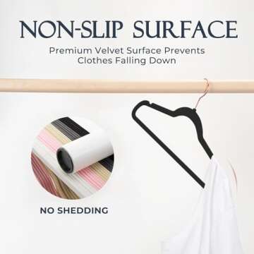 HOUSE DAY Black Velvet Hangers 60 Pack, Premium Clothes Hangers Non-Slip Felt Hangers, Sturdy Black Hangers Heavy Duty Coat Hangers, Durable Suit Hangers for Space Saving, No Hanger Marks Gold Hook