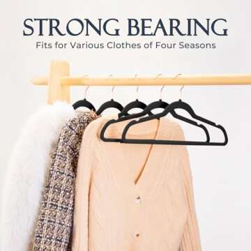 HOUSE DAY Black Velvet Hangers 60 Pack, Premium Clothes Hangers Non-Slip Felt Hangers, Sturdy Black Hangers Heavy Duty Coat Hangers, Durable Suit Hangers for Space Saving, No Hanger Marks Gold Hook