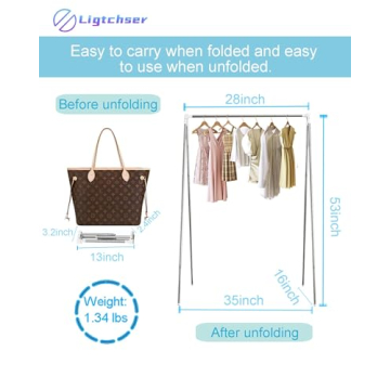 Ligtchser Portable Travel Garment Rack Lightweight Adjustable