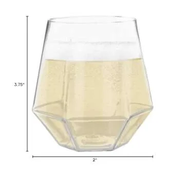 HomeyGear Diamond Shaped Disposable Wine Glasses 6 Pack