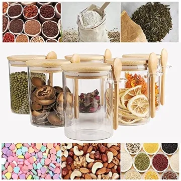 Airtight Glass Storage Jars with Bamboo Lids Silicone Base