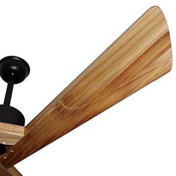 Goozegg 60 Inches Outdoor Ceiling Fan No Light Remote Control 3 Solid Natural Wood Blades Energy Efficient DC Motor, Matte Black
