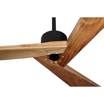 Goozegg 60 Inches Outdoor Ceiling Fan No Light Remote Control 3 Solid Natural Wood Blades Energy Efficient DC Motor, Matte Black