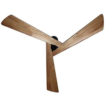 Goozegg 60 Inches Outdoor Ceiling Fan No Light Remote Control 3 Solid Natural Wood Blades Energy Efficient DC Motor, Matte Black