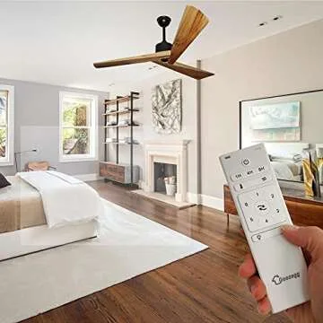 Goozegg 60 Inches Outdoor Ceiling Fan No Light Remote Control 3 Solid Natural Wood Blades Energy Efficient DC Motor, Matte Black