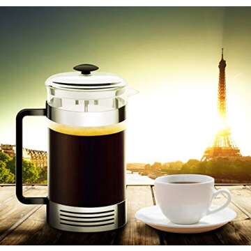 French Press High-Grade Stainless-Steel Single Cup or 32 Ounce Multi-Cup Coffee Maker, Coffee Press For Gourmet Coffee At Home With This French Coffee Press