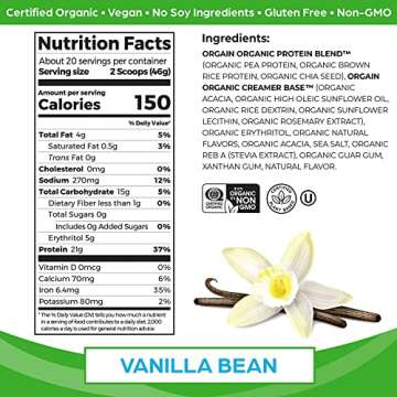 Orgain Organic Protein + Superfoods Powder, Creamy Chocolate Fudge (2.02 Lb) and Orgain Organic Vega...