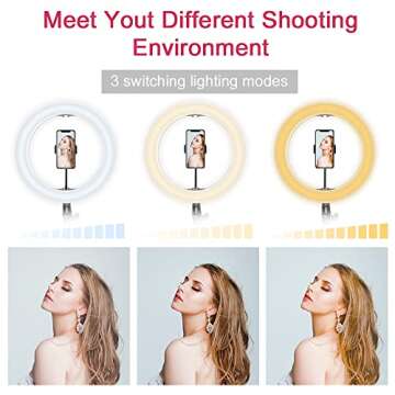 14 Inch Ring Light with 60" Tripod Stand,Mountdog Dimmable LED Ring Light with Rotatable Phone Holder, Bluetooth Remote Control,Carrying Bag for YouTube, Live Streaming, Video Shooting, Make Up