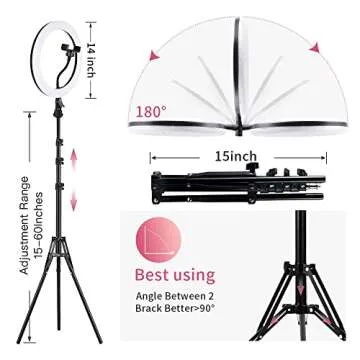 14 Inch Ring Light with 60" Tripod Stand,Mountdog Dimmable LED Ring Light with Rotatable Phone Holder, Bluetooth Remote Control,Carrying Bag for YouTube, Live Streaming, Video Shooting, Make Up