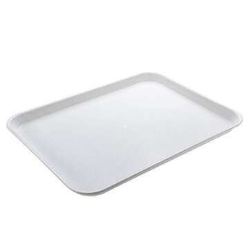 Eslite Rectangular Plastic Serving Trays, Set of 6 (White) - Lightweight, Durable & Non-Slip