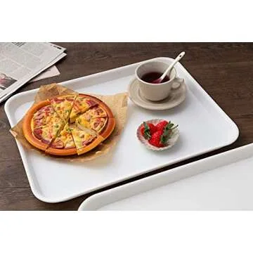 Eslite Rectangular Plastic Serving Trays Set of 6 for Food Service