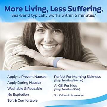 Sea-Band Anti-Nausea Acupressure Wristband for Motion & Morning Sickness, Pack of 2 Sets