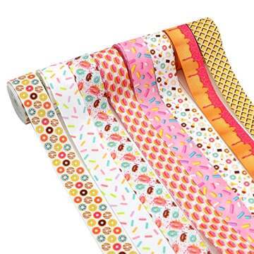 David accessories Donuts Grosgrain Ribbon Tape 1" Wide x 40 Yards Total-8 Rolls 5 Yards for DIY Hand...