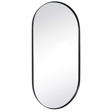 TEHOME Black Oval Bathroom Mirror Metal Framed
