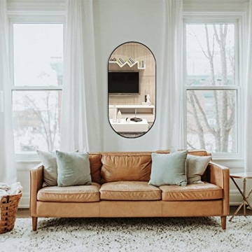 TEHOME Black Oval Bathroom Mirror Metal Framed