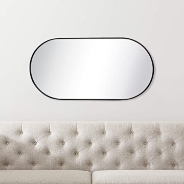 TEHOME Black Oval Bathroom Mirror Metal Framed