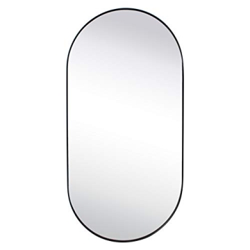 TEHOME Black Oval Bathroom Mirror Metal Framed