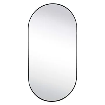 TEHOME Black Oval Bathroom Mirror Metal Framed