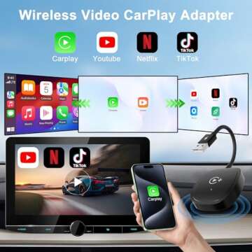 Wireless CarPlay Adapter, CarPlay Wireless Adapter Supports Netflix, YouTube, and Tiktok Stream Medi...