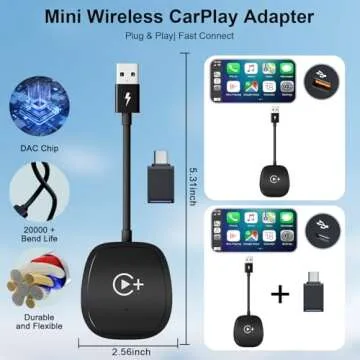Wireless CarPlay Adapter, CarPlay Wireless Adapter Supports Netflix, YouTube, and Tiktok Stream Media Play, for OEM Wired CarPlay to Wireless Dongle, Fits for Cars from 2016 & iOS 10+ Phone
