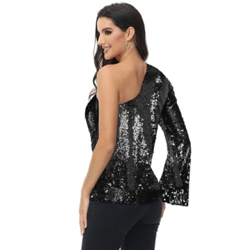 Stylish Anna-Kaci Sparkly Sequin Party Top for Women