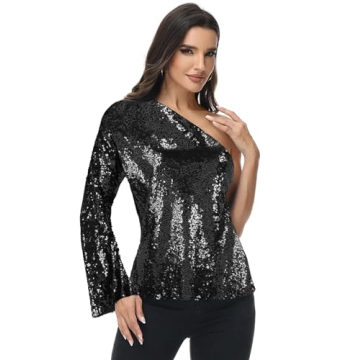 Stylish Anna-Kaci Sparkly Sequin Party Top for Women
