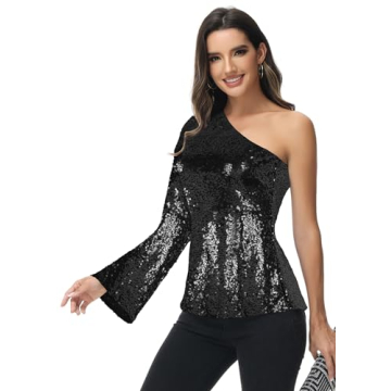 Stylish Anna-Kaci Sparkly Sequin Party Top for Women