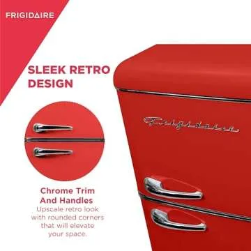 Frigidaire EFR756, 2 Door Apartment Size RETRO Refrigerator with Top Freezer, Chrome Handles, 7.5 cu ft