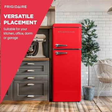 Frigidaire EFR756, 2 Door Apartment Size RETRO Refrigerator with Top Freezer, Chrome Handles, 7.5 cu ft