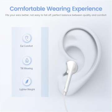 USB C Headphones for iPhone 16 with Microphone & Remote Control