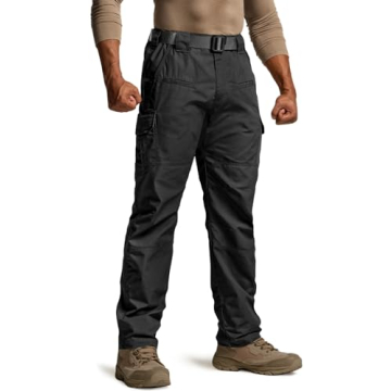 CQR Men's Tactical Pants - Lightweight Water Resistant Outdoor Cargo Pants in Raider Black