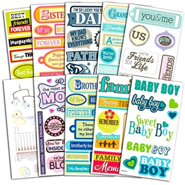 Family Scrapbook Stickers Set Family Craft Bundle - Bulk 10 Pack Family Crafts Kits Family Art Proje...