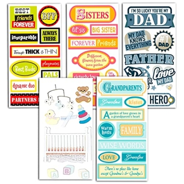 Family Scrapbook Stickers Set for Creative Projects