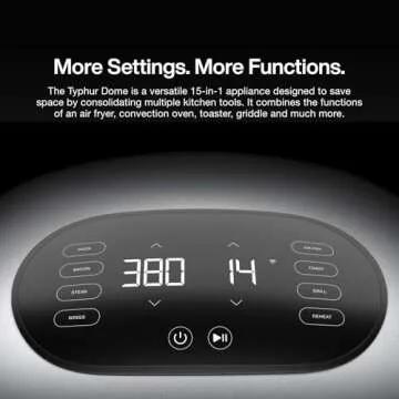 Typhur Dome Air Fryer, No.1 Cooking Speed Large Air Fryer with Superior Airflow, Self-cleaning Smart Digital Air Fryer with Dishwasher Safe Basket for Quick Easy Meals, Up to 32 Chicken Wings Capacity