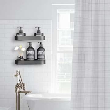 Shower Caddy Black Bathroom Shelves Wall Mounted 2 Pack with Towel Rack Spice Rack for Wall No Drilling Rustproof Space Aluminum for Kitchen Toilet (28cm)