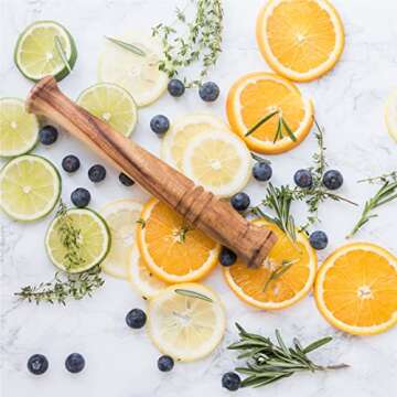 Twine Acacia Wood Mojito Muddler for Cocktails with Jute Storage Pouch, Bar Accessories, Cocktail Muddler, Drink Muddler, Set of 1, Wood Grain