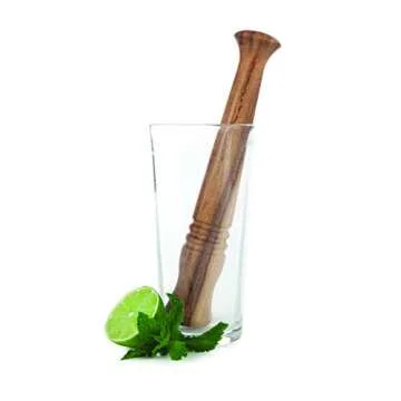 Twine Acacia Wood Mojito Muddler for Cocktails with Jute Storage Pouch, Bar Accessories, Cocktail Muddler, Drink Muddler, Set of 1, Wood Grain