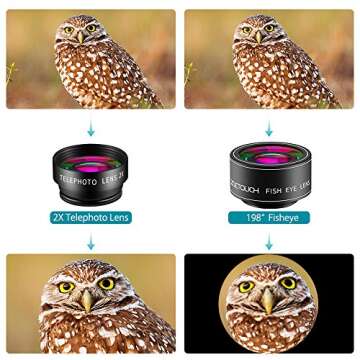 ZOETOUCH Cell Phone Camera Lens, 9 in 1 Camera Lens Kit Includes Fisheye Lens/ Telephoto Lens/ Wide Angle Lens/ Macro Lens/ CPL/ Kaleidoscope / Starburst Lens for iPhone, Samsung, Nexus, LG, Sony, etc
