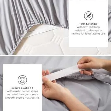 Bedsure GentleSoft Deep Pocket Queen Sheets Set - Fits Mattresses Up to 21 Inches Thick - 4 Piece Bed Sheets, Moisture Wicking, Soft & Cooling Bedsheets & Pillowcases, Easy & Secure Fit, Light Grey