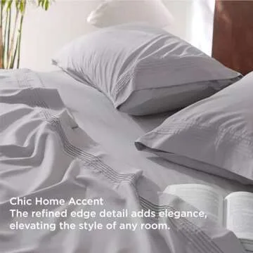 Bedsure GentleSoft Deep Pocket Queen Sheets Set - Fits Mattresses Up to 21 Inches Thick - 4 Piece Bed Sheets, Moisture Wicking, Soft & Cooling Bedsheets & Pillowcases, Easy & Secure Fit, Light Grey