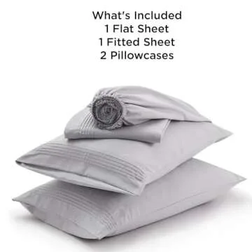 Bedsure GentleSoft Deep Pocket Queen Sheets Set - Fits Mattresses Up to 21 Inches Thick - 4 Piece Bed Sheets, Moisture Wicking, Soft & Cooling Bedsheets & Pillowcases, Easy & Secure Fit, Light Grey