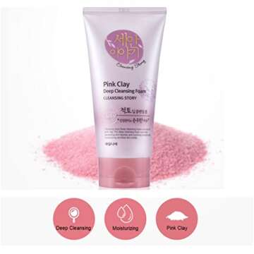 Kwailnara Cleansing Story Natural Facial Deep Foam Cleansing - Pink Clay
